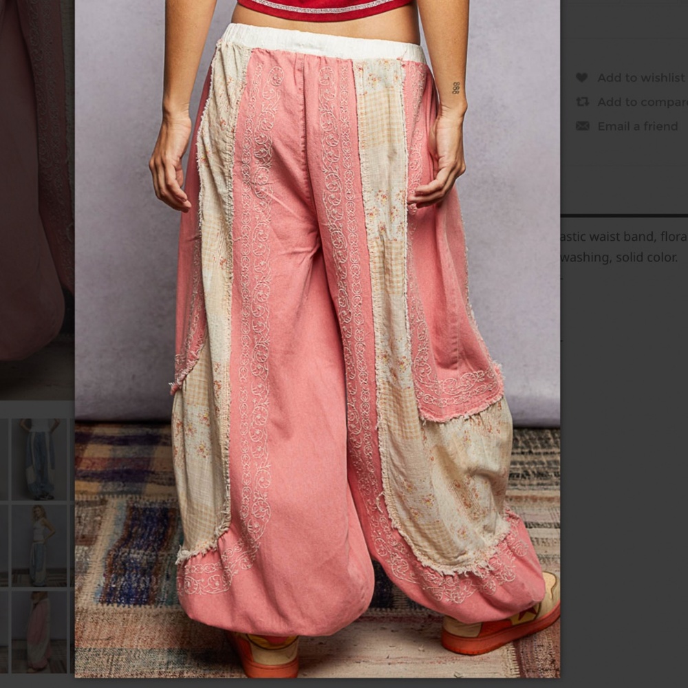 POL Pink and Cream Patchwork Jogger Pants - Picture 3 of 6